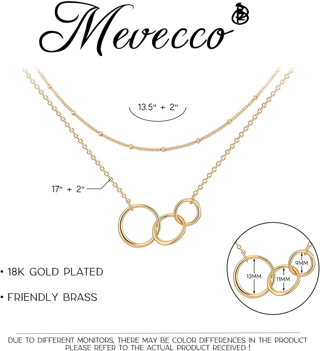 MEVECCO Layered Heart Necklace Pendant Handmade 18k Gold Plated Dainty Gold Choker Arrow Bar Layering Long Necklace for Women