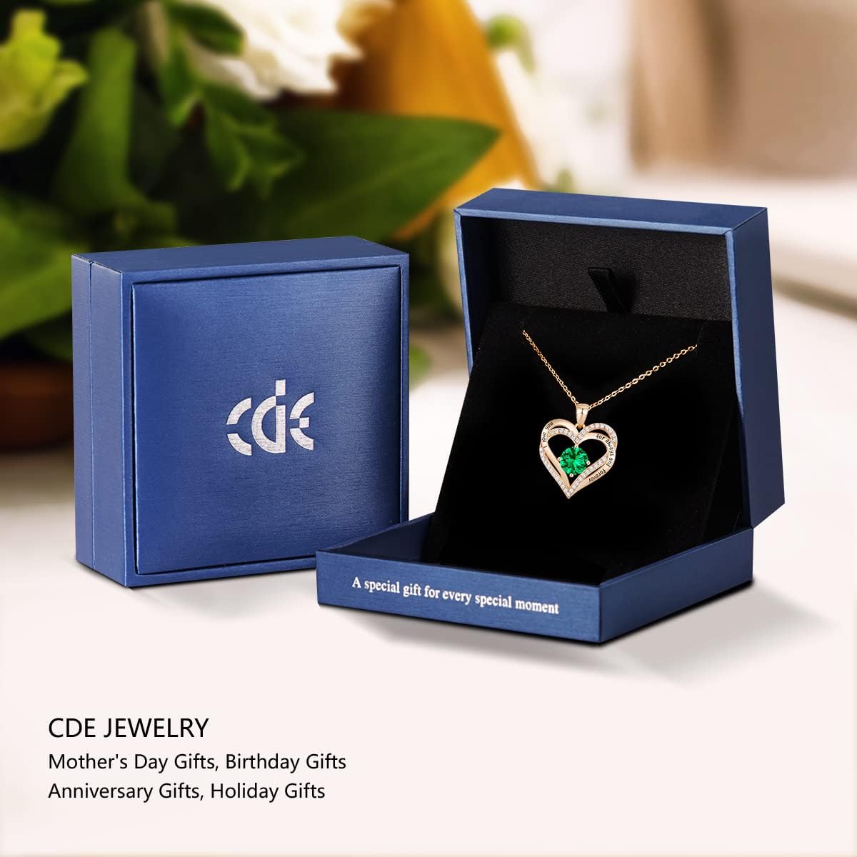 CDE Forever Love Heart Necklaces for Women, Wedding Anniversary, Birthday Mothers Day Christmas Day Gifts for Mom, Mother, Wife, friend, S925 Silver Jewelry with Birthstone Pendant