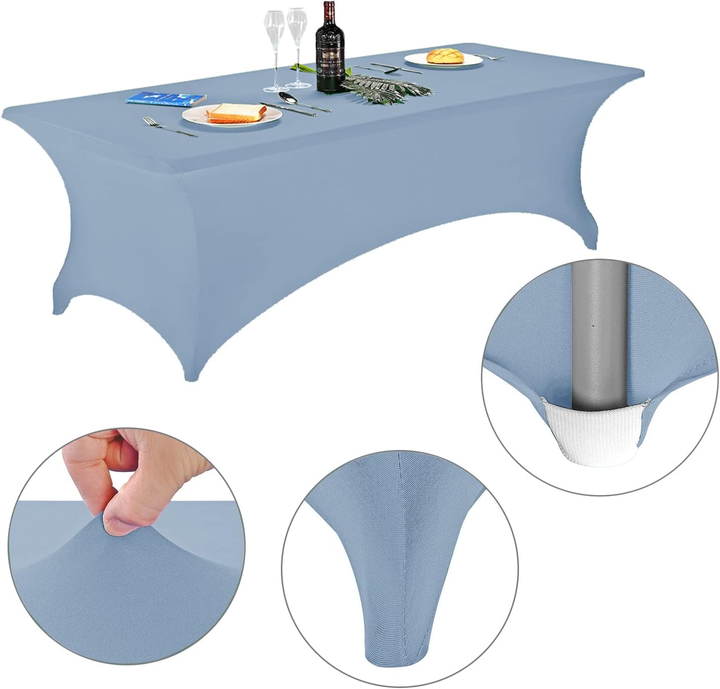 LZY Spandex Fitted Stretch Table Cover for 6 ft or 4ft or 8ft Folding Table, Rectangular Cocktail Tablecloth, Perfect for Party or Banquet