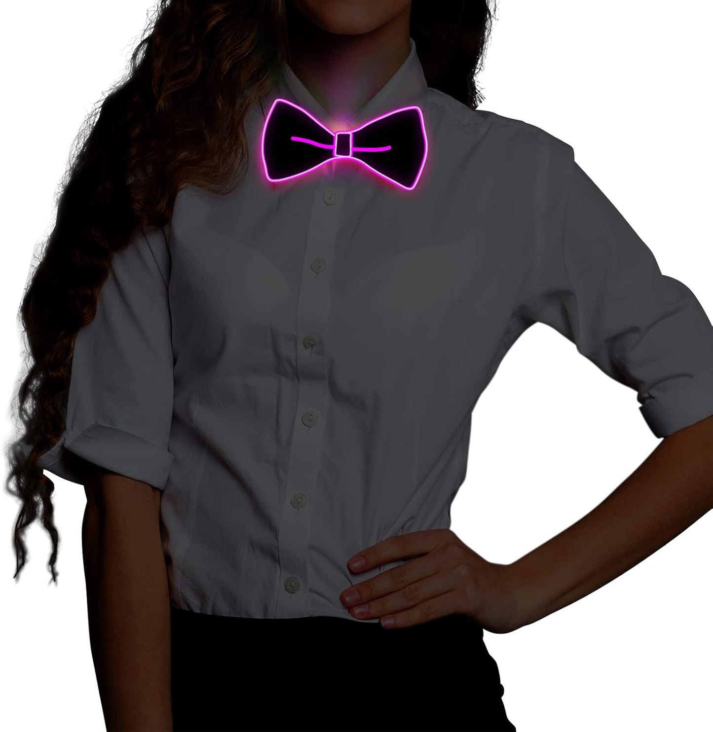 Ainiv Light Up Neckties Bowties Suspenders LED Party Supplies Glow in the Dark Adjustable for Women and Men Parties