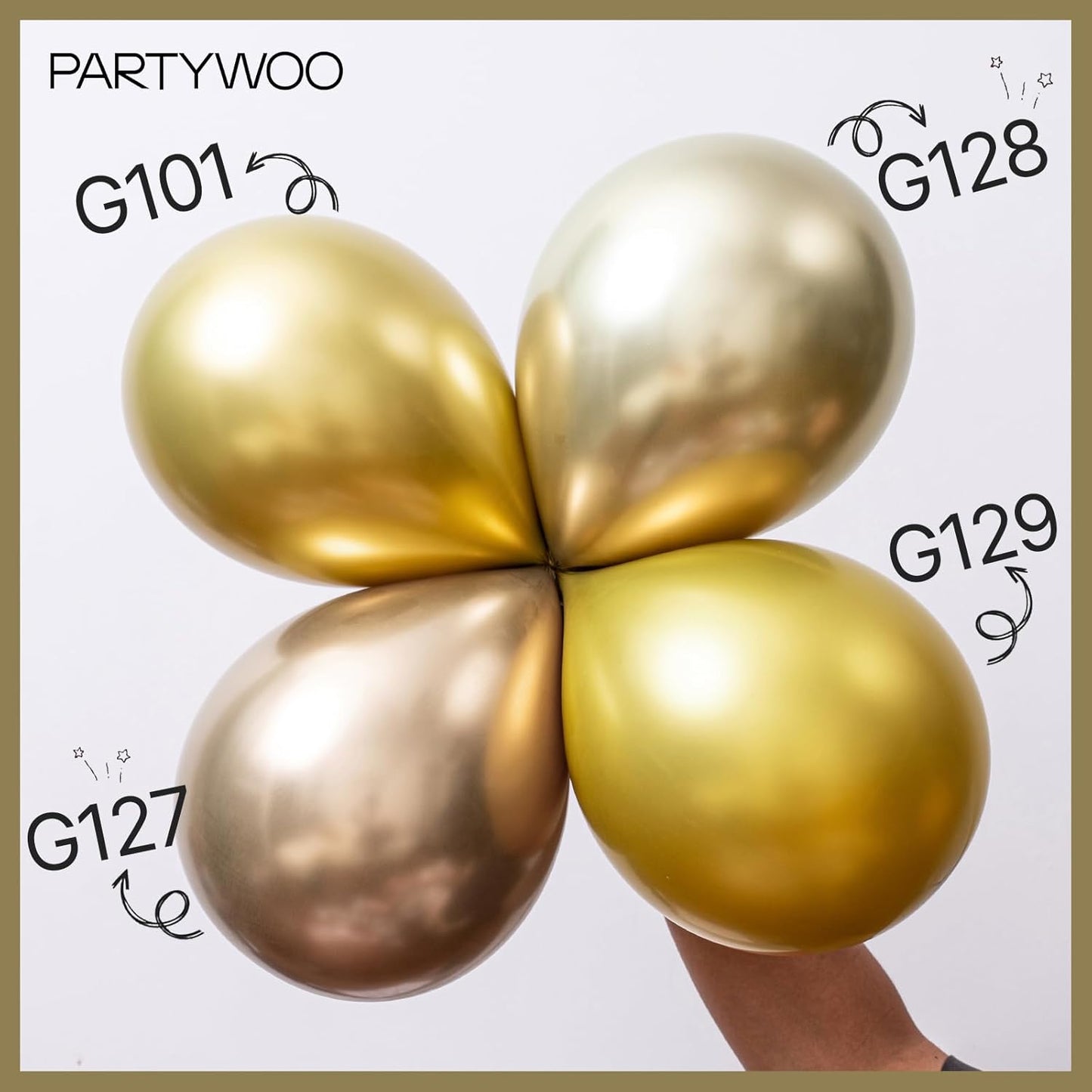 PartyWoo Metallic Gold Balloons 50 pcs 12 Inch Chrome Light Gold Latex Helium Balloons for Graduation Baby Shower Gender Reveal Christmas Wedding New Year Birthday Party Decorations Gold-G128