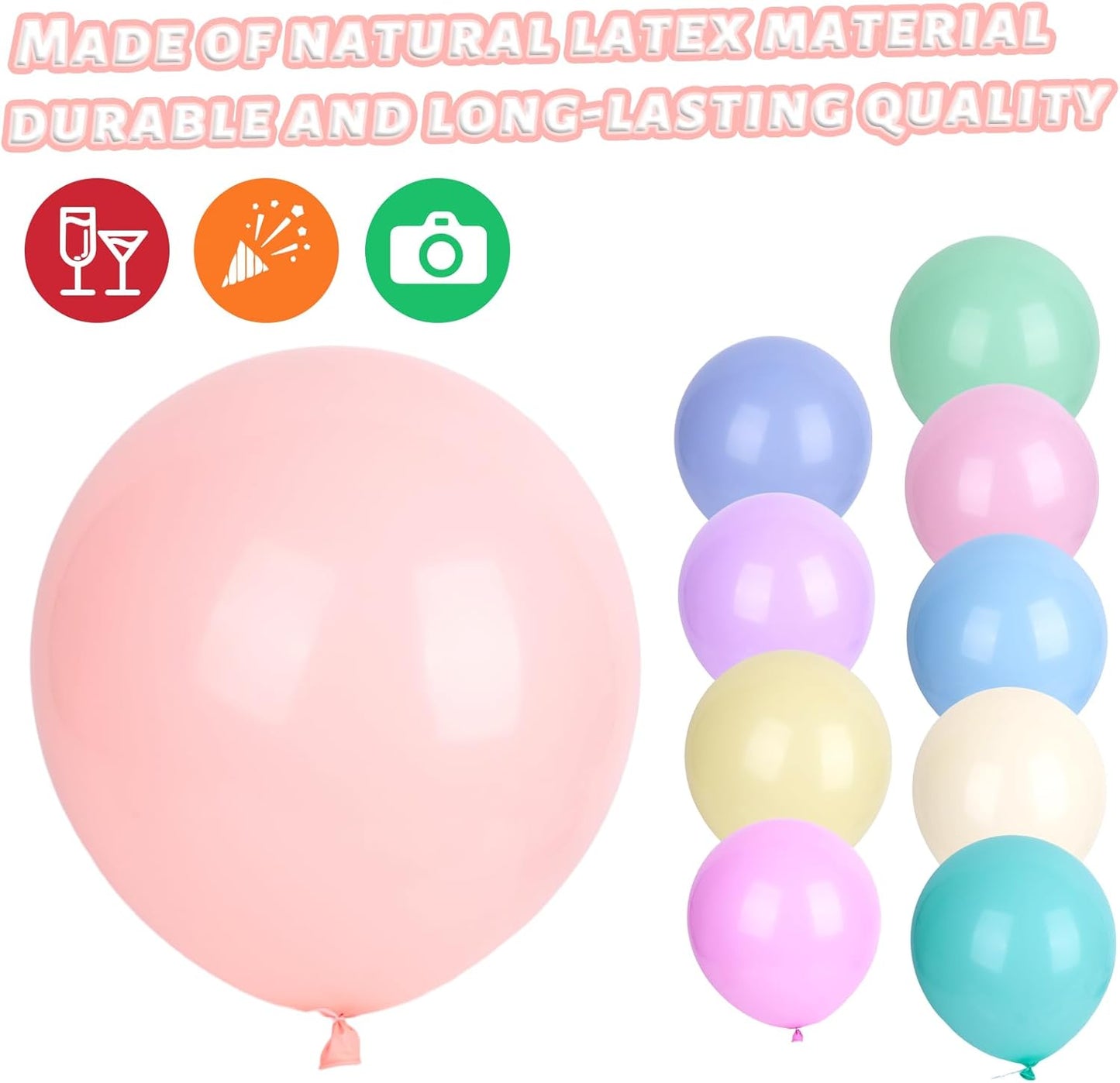 LovesTown 15PCS Pastel Balloons 18inch, Colored Latex Balloons Garland Arch Matt Balloons for Birthday Wedding Engagement Graduation Anniversary Easter Party Decoration