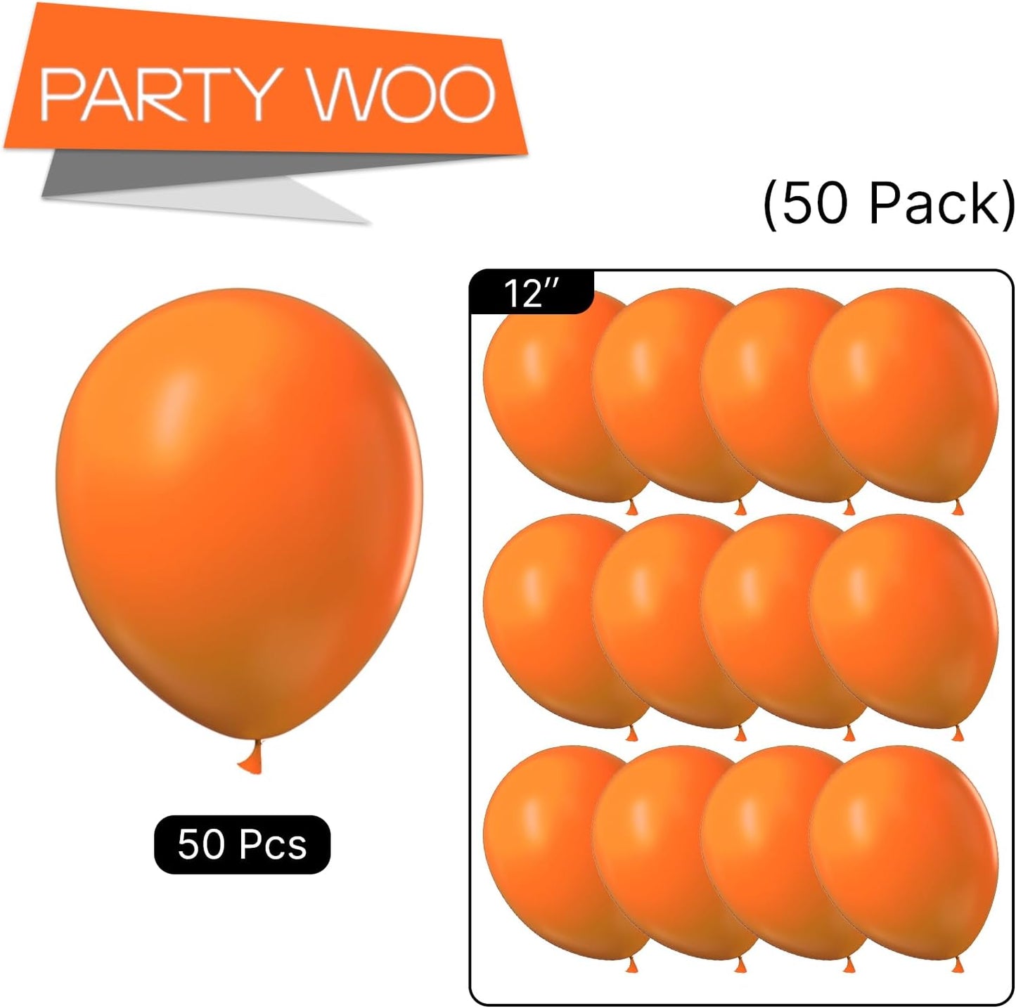PartyWoo Tangerine Orange Balloons, 50 pcs 12 Inch Dark Orange Balloons, Deep Orange Balloons for Balloon Garland Balloon Arch, Party Decorations, Birthday Decorations, Wedding Decorations, Orange-Y9