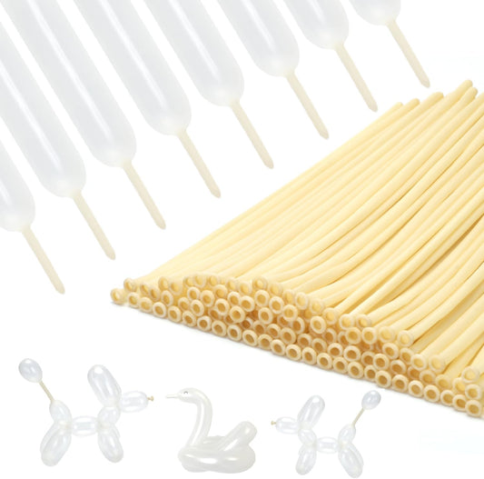 100Pcs Clear 260 Balloons Transparent Long Balloons for Balloon Garland Thickening Skinny Latex Twisting Balloon for Animals Modeling Magic Clown Birthday Wedding Party Decorations