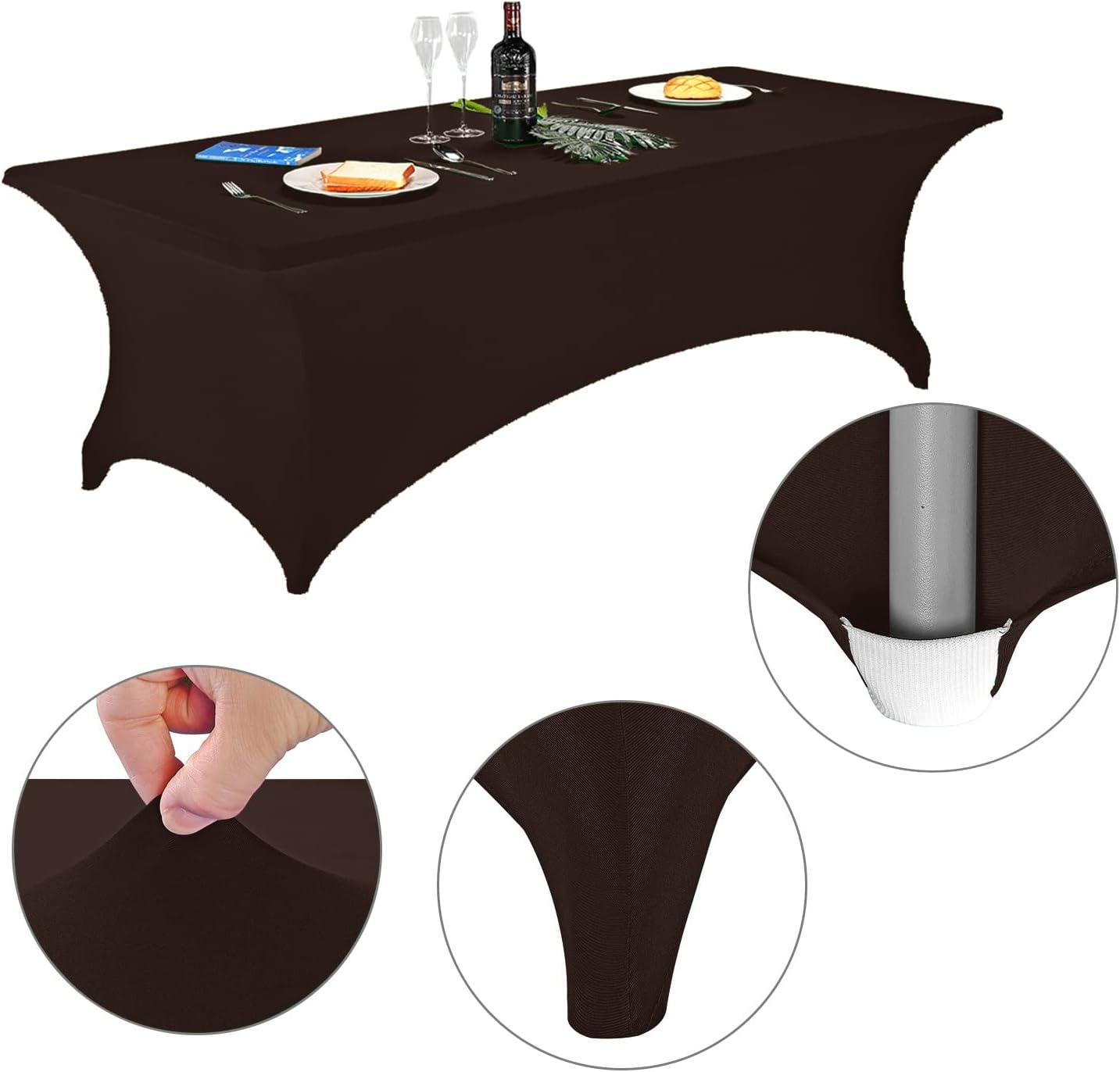 LZY Spandex Fitted Stretch Table Cover for 6 ft or 4ft or 8ft Folding Table, Rectangular Cocktail Tablecloth, Perfect for Party or Banquet