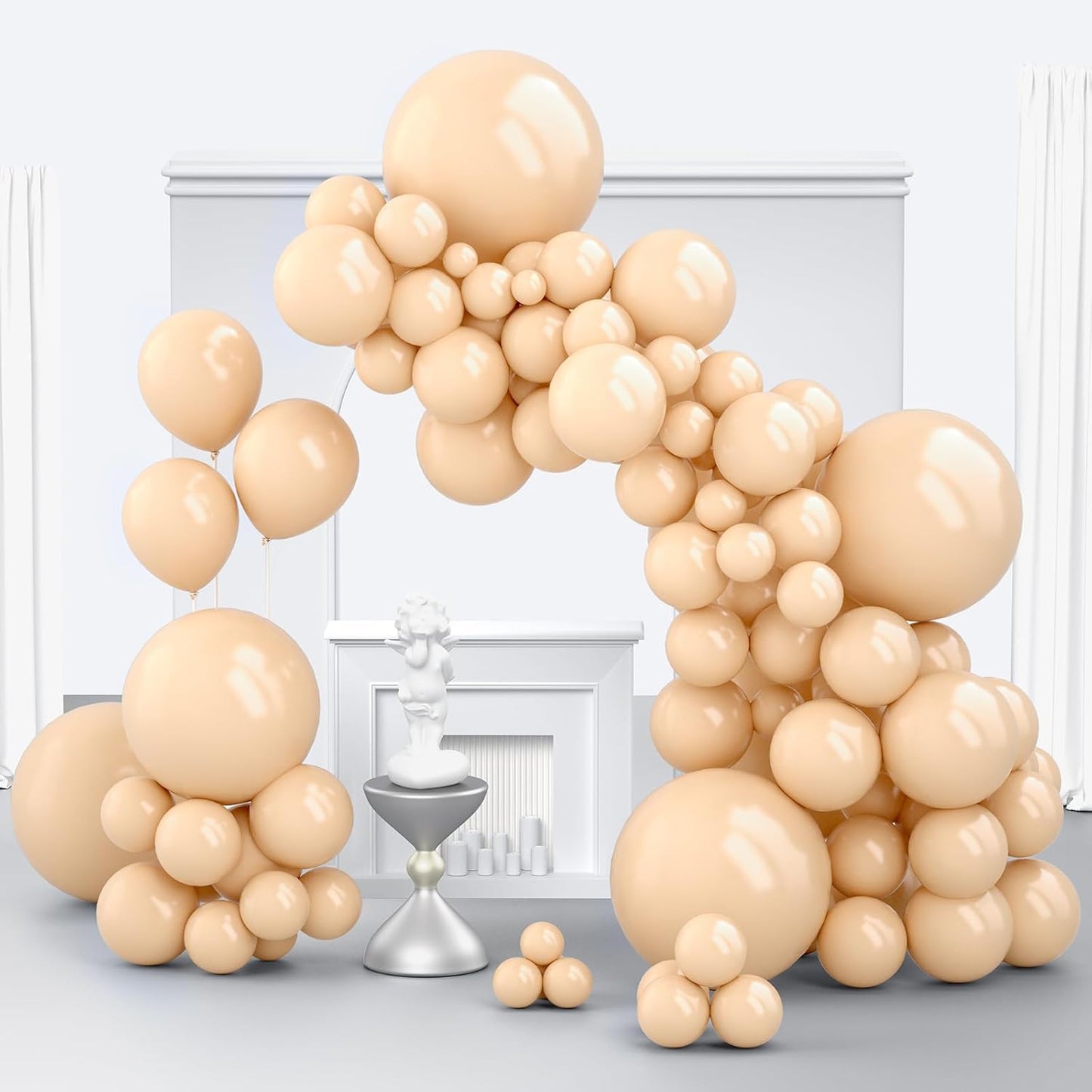 Nude Balloons, 150 pcs Different Sizes Pack of 18 Inch 12 Inch 10 Inch 5 Inch Boho Apricot Balloons for Balloon Garland Balloon Arch as Birthday Party Wedding Decorations