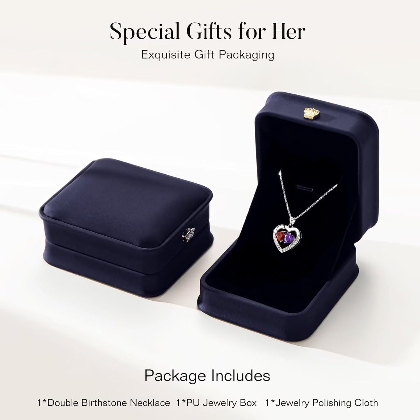 Iefil Christmas Gifts for Wife - 925 Sterling Silver Birthstone Necklace, Anniversary Birthday Gifts for Women, Stocking Stuffers for Women Wife Mom Daughter