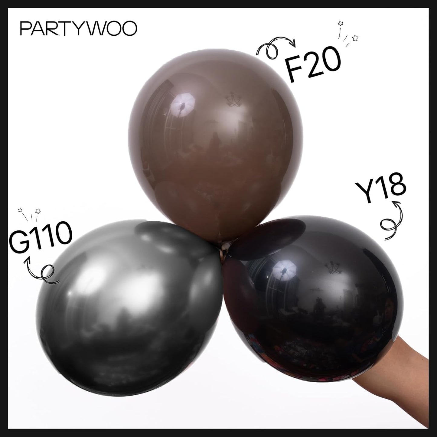 PartyWoo Black Balloons 128 pcs Different Sizes Pack of 18 12 10 5 Inch Matte Black Latex Balloon Arch Kit Garland for Graduation Halloween New Year Anniversary Birthday Party Decorations Black-Y18