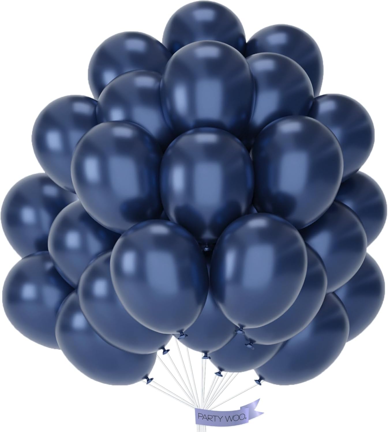 PartyWoo Metallic Navy Blue Balloons 50 pcs 12 Inch Metallic Dark Blue Latex Helium Balloons for Graduation New Year Weddings Father's Day Baby Shower Birthday Party Decorations Blue-G113