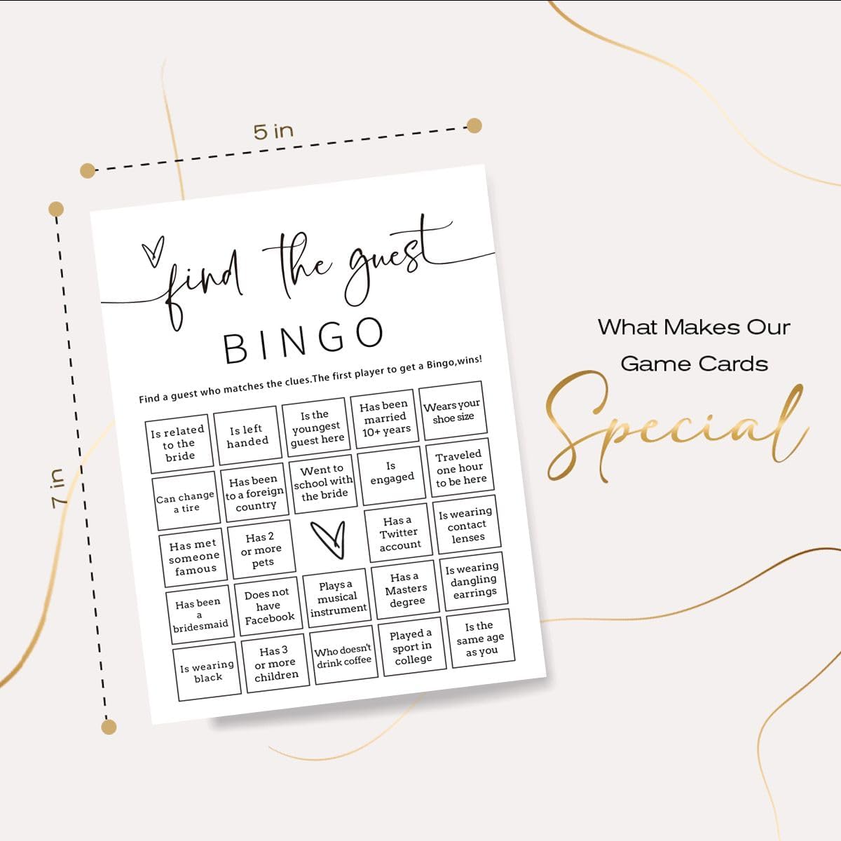 Bridal Shower Bingo, 25Pcs Prefilled Find The Guest Bingo Game Cards, Engagement Party Games for Guests, Minimalist White Wedding Party Supplies - A19
