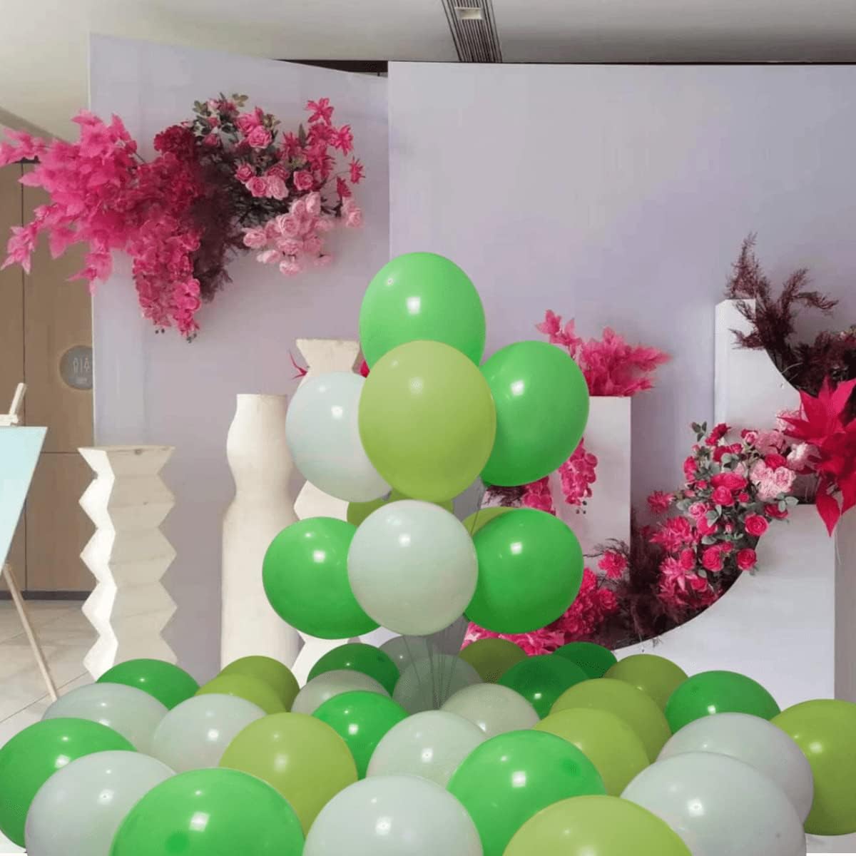 300 Pack Green and White Balloons 100 of each of the 3 colors 12 inch Green White Light Green Latex Party Balloon Bulk for Various Party Events Decorations