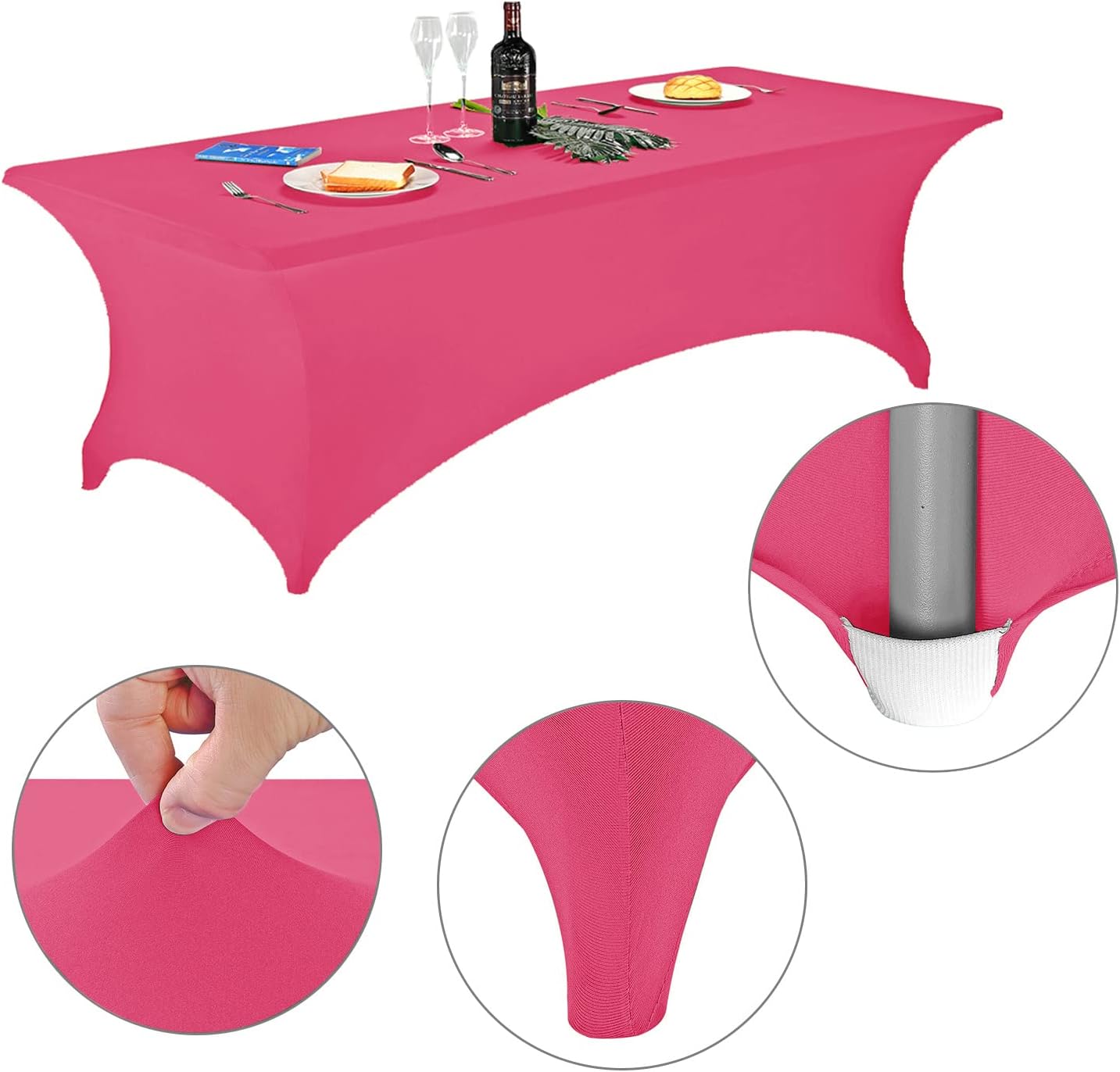 LZY Spandex Fitted Stretch Table Cover for 6 ft or 4ft or 8ft Folding Table, Rectangular Cocktail Tablecloth, Perfect for Party or Banquet