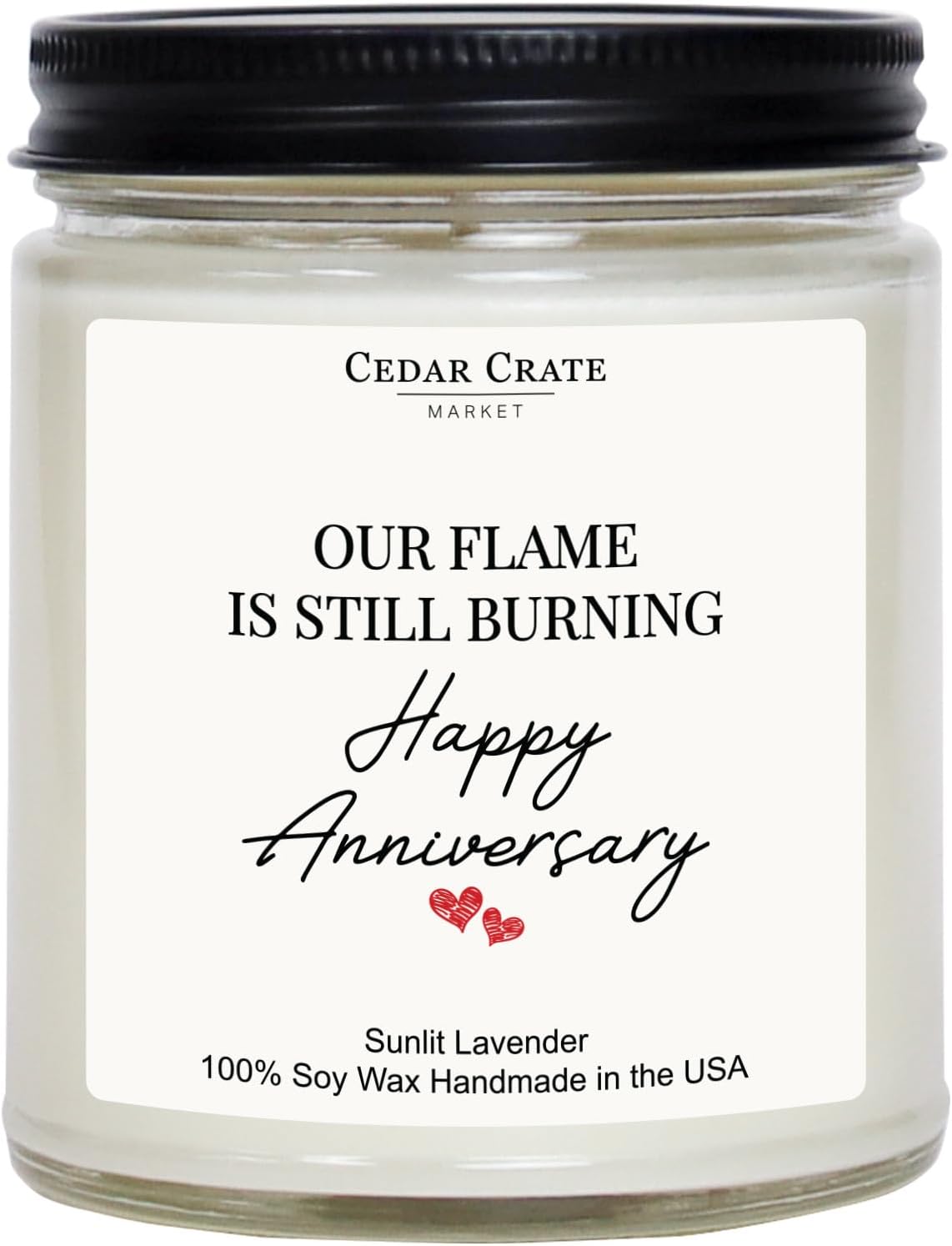 Cedar Crate Market - Anniversary Candle - Romantic Anniversary Wedding Gifts for Men, Women, Couples, Wife, Husband, Him & Her, Unique Gift for Milestone Celebrations, 9 oz 100% Soy Wax