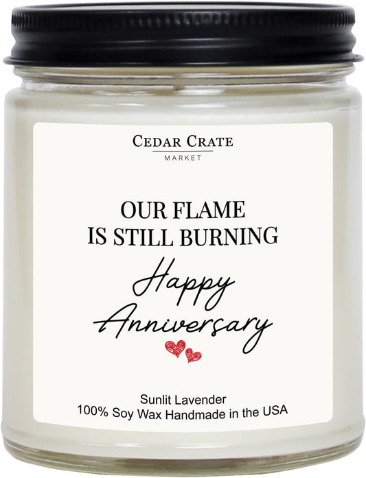 Cedar Crate Market - Anniversary Candle - Romantic Anniversary Wedding Gifts for Men, Women, Couples, Wife, Husband, Him & Her, Unique Gift for Milestone Celebrations, 9 oz 100% Soy Wax