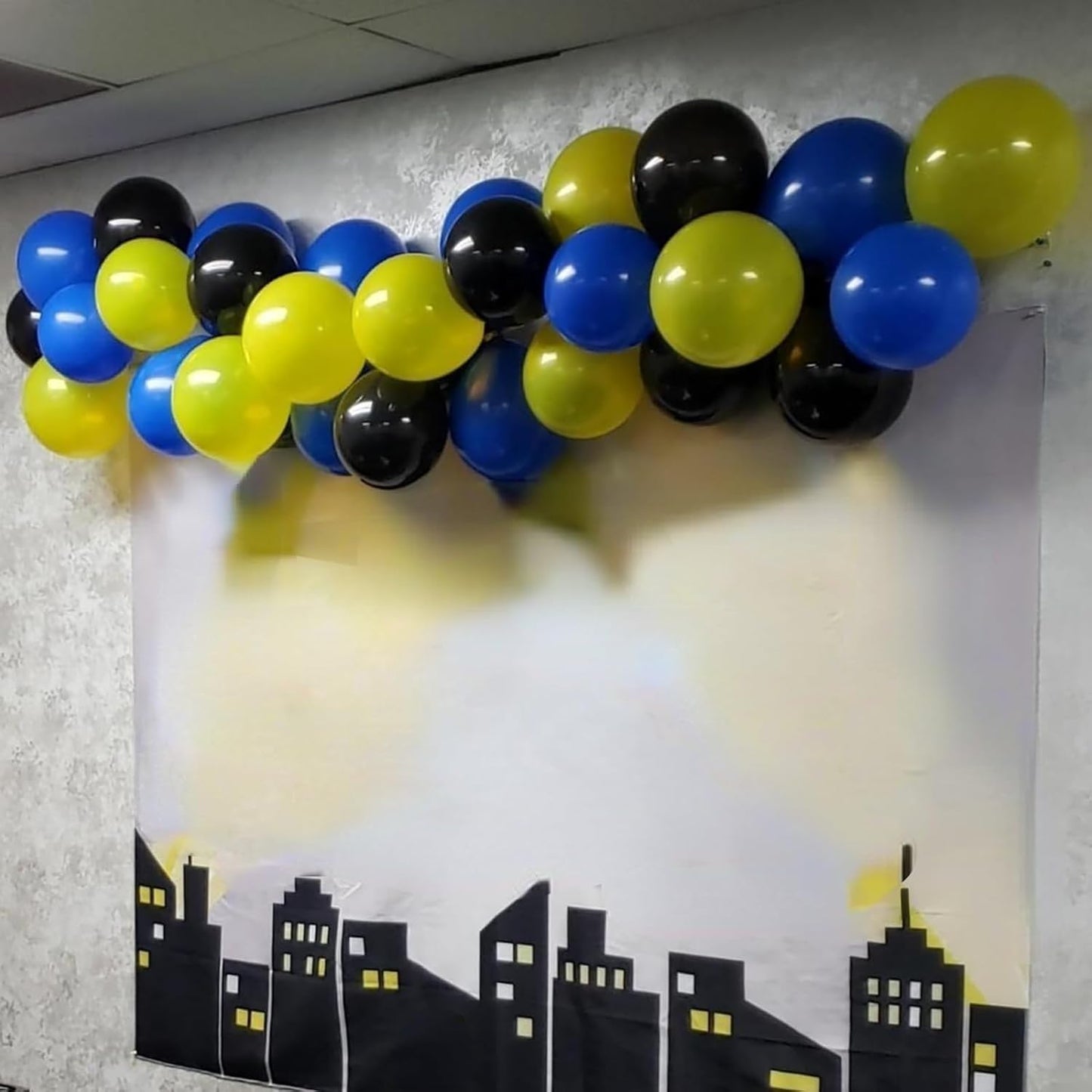 Balloons Blue Yellow and Black 60 Pcs, 12 Inch Dark Blue Yellow and Black Latex Balloons with Metallic Silver Balloons for Boys Police Robots Bat Hero Birthday Graduation Halloween Party Decorations