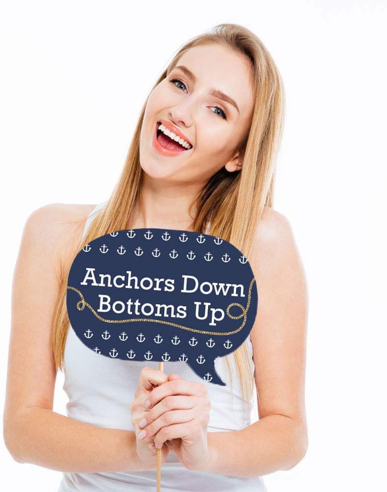 Big Dot of Happiness Funny Last Sail Before The Veil - Nautical Bridal Shower and Bachelorette Party Photo Booth Props Kit - 10 Piece