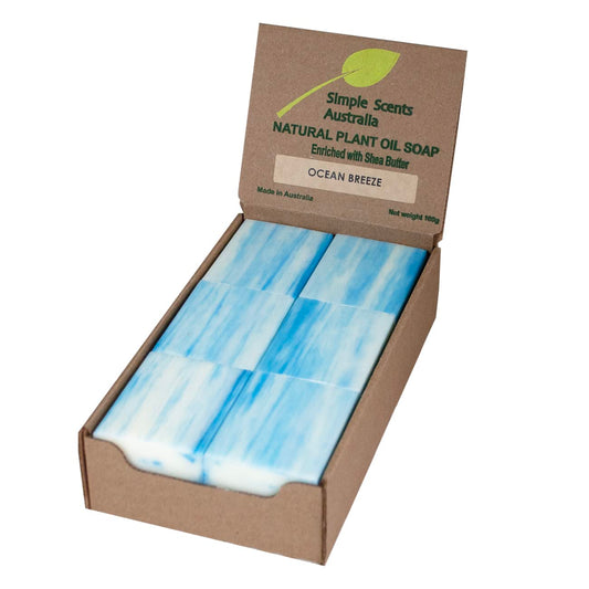 Ocean Breeze Scented Natural Soap Bars (12 Bars), 3.5oz Moisturizing French Triple Milled Soap Bars Enriched with Shea Butter - Pure Plant Oil Bath & Body Bars