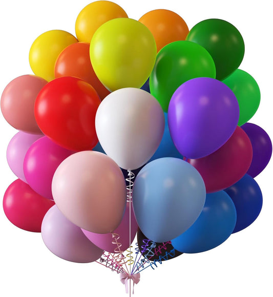 KALOR 12 Inch Rainbow Balloons, 50 Pcs Latex Helium Balloons for Kid's Birthday Party, Baby Shower, Wedding, Graduate Party Decorations