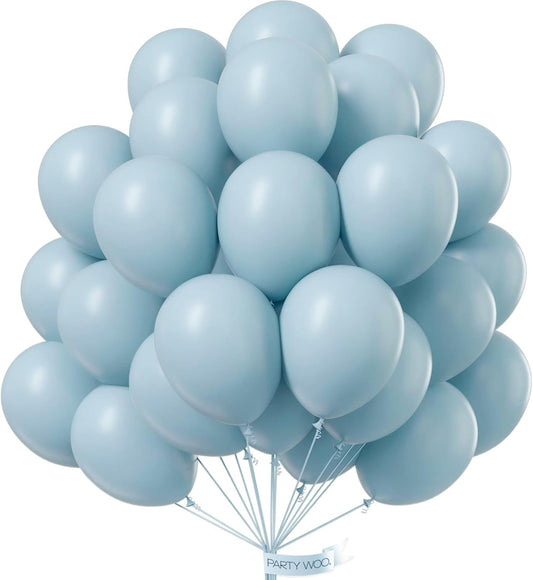 PartyWoo Dusty Blue Balloons 50 pcs 12 Inch Light Blue Aqua Latex Helium Balloons for Graduation Wedding Baby Shower Gender Reveal Anniversary Graduation Birthday Party Decorations Blue-F28