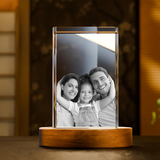 Artmosphere 3D Crystal Photo, Personalized Gifts for Women, Wife, Men, Mom, Father, Her, Him, Dad, Grandpa, Great Customized Gift With Your Own Photo, Custom Glass 3D Laser Etched Picture Wedding - Rectangle