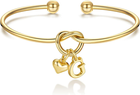 M MOOHAM Christmas Gifts for Women Teen Girls - Knot Initial Bracelets for Women, Bridesmaid Gifts Bridesmaids Proposal Gift Dainty Knot Letter A-Z Heart Initial Bracelet Jewelry Friendship Bracelets