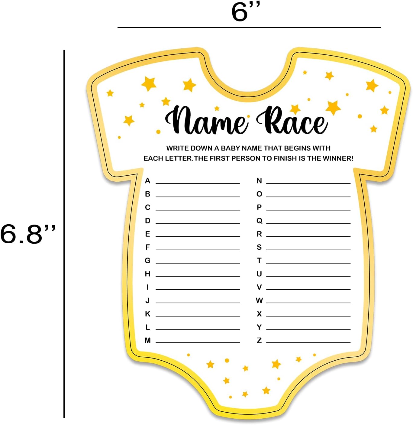 Baby Shower Games, Name Race Game Cards, Fun Baby Shower Party Games Supplies & Activities, Gender Reveal Games For Guests, Baby Shower Ideas, Set of 30 Cards