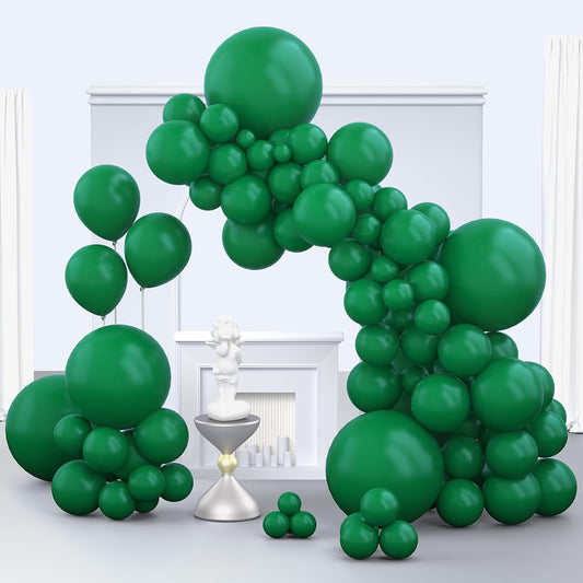 Dark Green Balloons, 150 pcs Different Sizes Pack of 18 Inch 12 Inch 10 Inch 5 Inch Hunter Emerald Forest Green Balloons for Balloon Garland Balloon Arch as Birthday Party Wedding Decorations