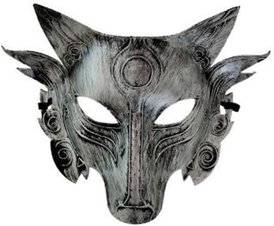 Halloween mask animal wolf head mask masquerade mask (Silver)-1Pieces