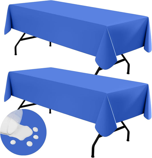 homing 2 Pack Rectangle Vinyl Tablecloth, Waterproof Spillproof Plastic Flannel Backed Table Cloth, Wipe Clean Table Cover for Dining, Buffet Parties and Camping (Blue, 60" x 84")