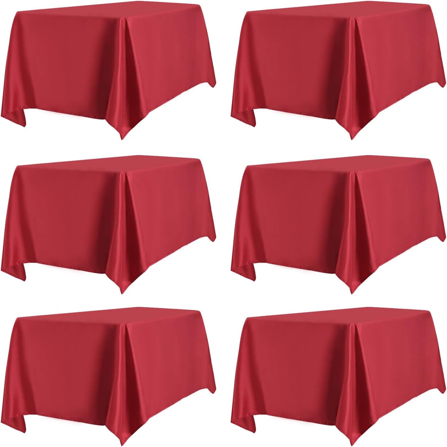 PureFit 6 Pack Rectangle Red Table Cloths 60 x 102 Inch for 6Ft Tables, Stain and Wrinkle Resistant Table Linens for Home Use, Wedding, Party, Banquet and Camping