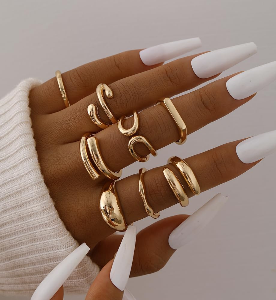 iF YOU 25 Pcs Gold Knuckle Ring Set for Women, Chunky Stackable Finger Midi Rings, Silver Simple Stacking Cute Rings Pack Trendy Stuff Jewelry Gift