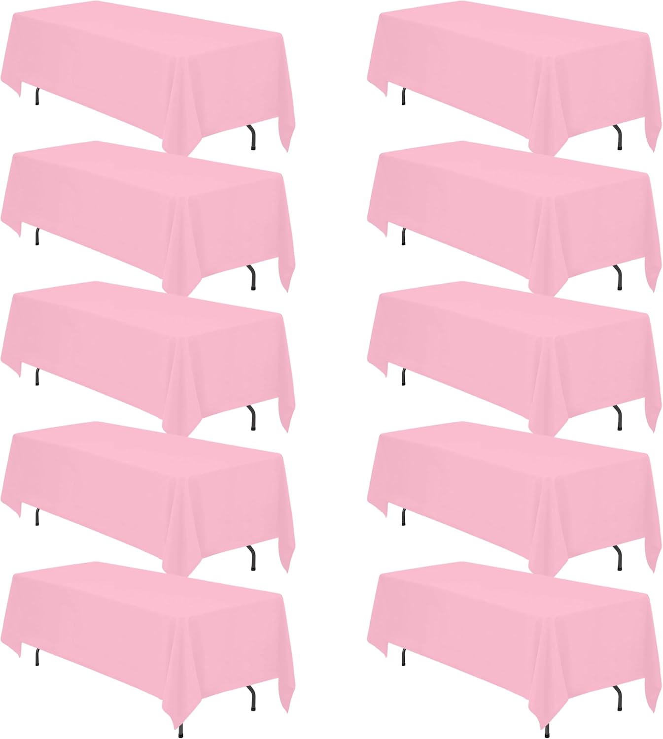 BRILLMAX 10 Pack Pink Tablecloths 70 x 120 Inch for 6ft or 8ft Rectangle Tables - Rectangular Bulk Linen Polyester Fabric Washable Cloth Cover for Wedding Reception Banquet Birthday Party