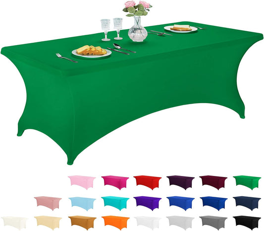 LZY Spandex Fitted Stretch Table Cover for 6 ft or 4ft or 8ft Folding Table, Rectangular Cocktail Tablecloth, Perfect for Party or Banquet