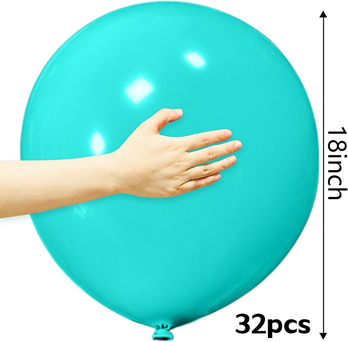 32Pcs Teal Blue Big Balloons 18 Inch, Round Large Blue Latex Party Balloons for Birthday Wedding Decorations.