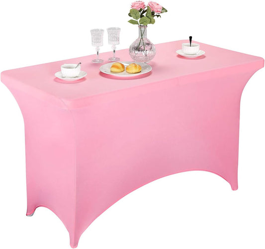 LZY Spandex Fitted Stretch Table Cover for 4ft or 6ft or 8ft Folding Table, Rectangular Cocktail Tablecloth, Perfect for Party or Banquet