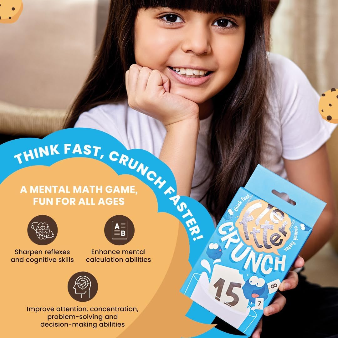 Card Game - Fletter Crunch, Christmas Stocking Stuffers, Educational Card Games for Kids, Fast-paced Fun for Family Game Night, Math, Addition & Subtraction, Gifts for Kids Ages 8, 9, 10 Years