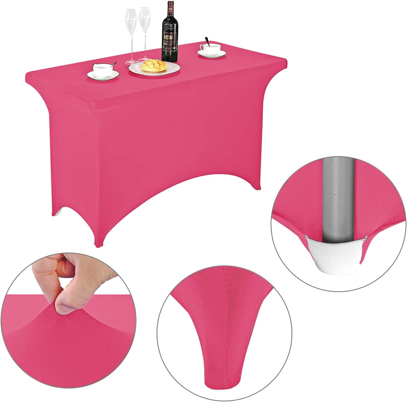 LZY Spandex Fitted Stretch Table Cover for 4ft or 6ft or 8ft Folding Table, Rectangular Cocktail Tablecloth, Perfect for Party or Banquet