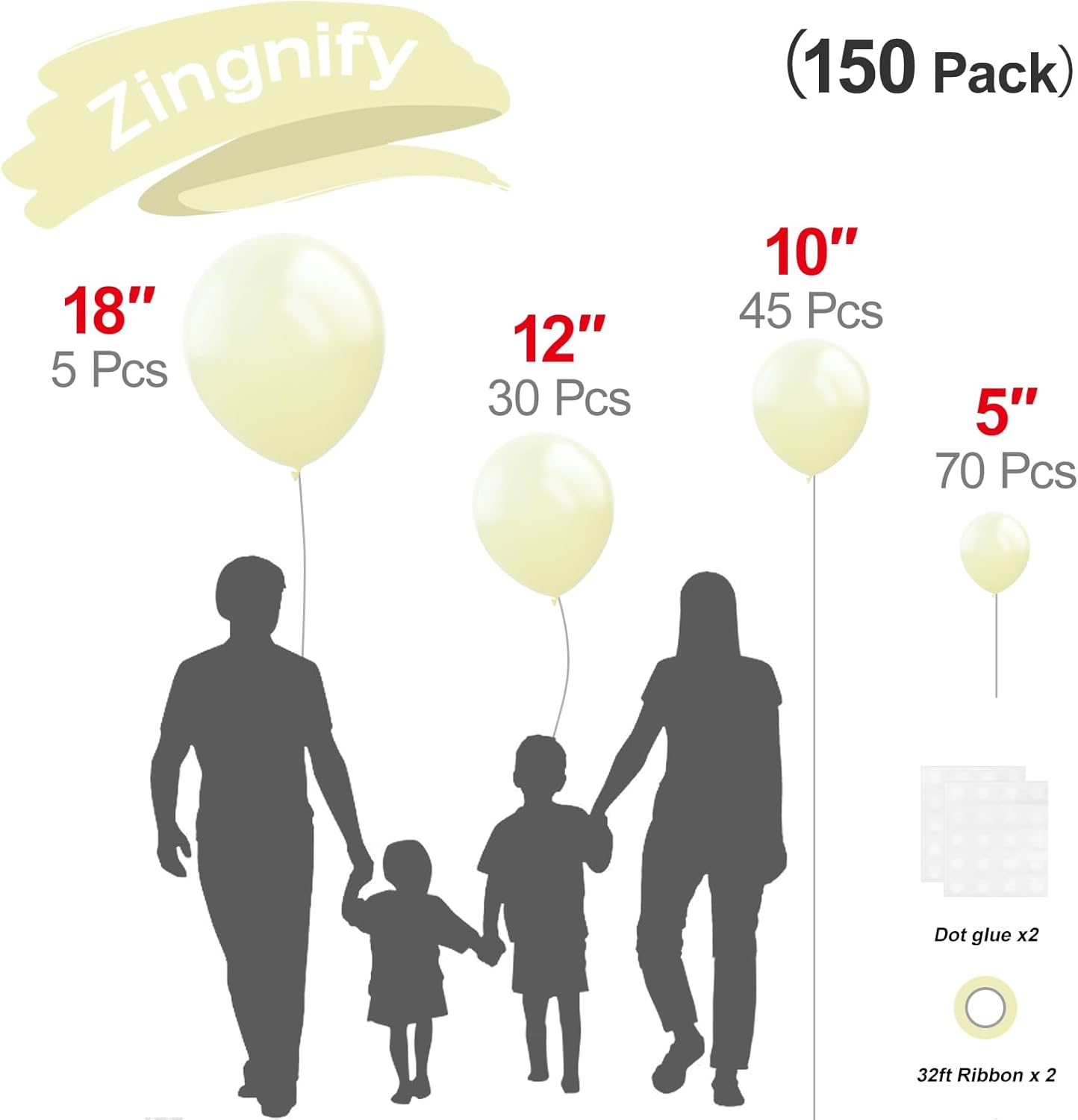 Lemon Yellow Balloons, 150 pcs Different Sizes Pack of 18 Inch 12 Inch 10 Inch 5 Inch Citron Yellow Balloons for Balloon Garland Balloon Arch as Birthday Party Wedding Decorations