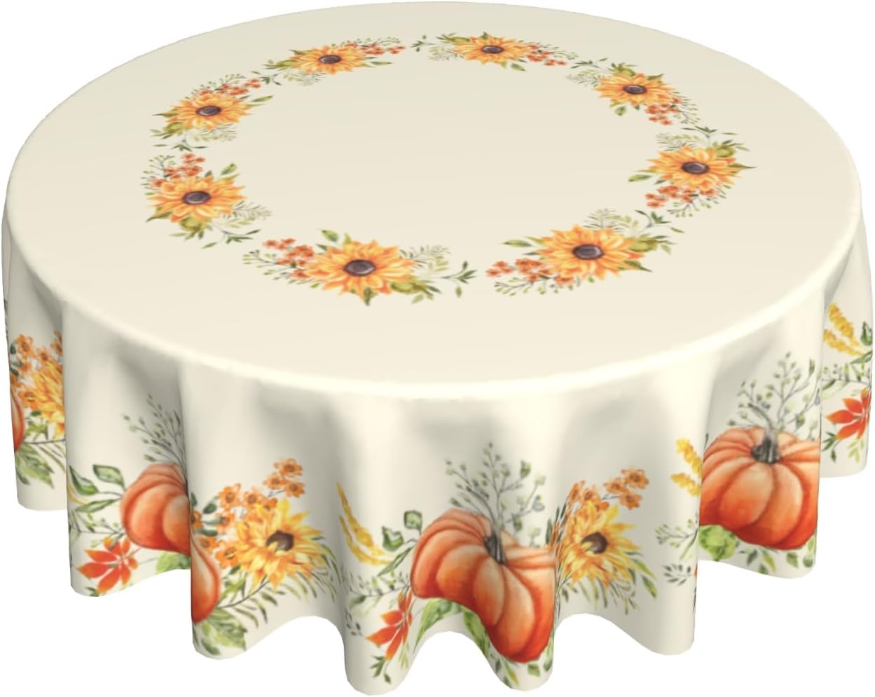 Giwawa Fall Autumn Round Tablecloth 60Inch Pumpkin Sunflower Circle Reusable Heat Resistant Washable Table Cloth Cover for Kitchen Dining Seasonal Holiday Farmhouse Decor