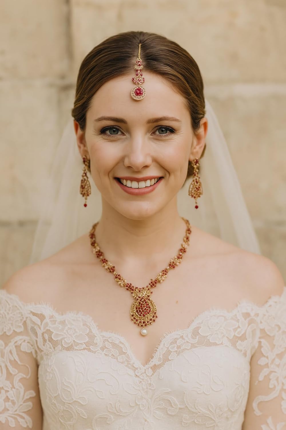 Touchstone Indian jewelry sets for women maang tikka wedding guest gold necklace bollywood jewellery set pageant elegant prom bride accessories western crystal chunky rhinestone necklaces