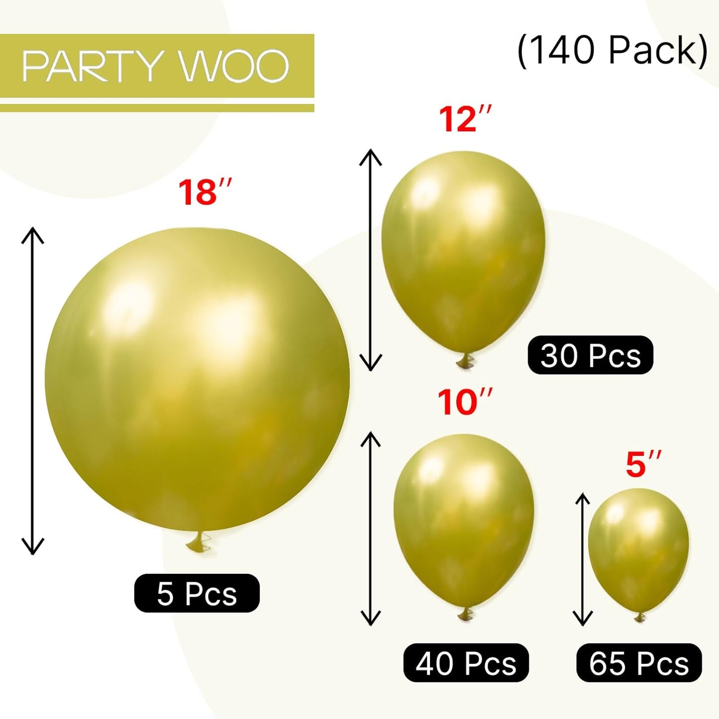 PartyWoo Metallic Lime Green Balloons 140pcs Different Sizes Pack of 18 12 10 5 Inch Metallic Light Pastel Green Balloon Arch Kit for Spring Forest Theme Birthday Tea Party Decorations Green-G109