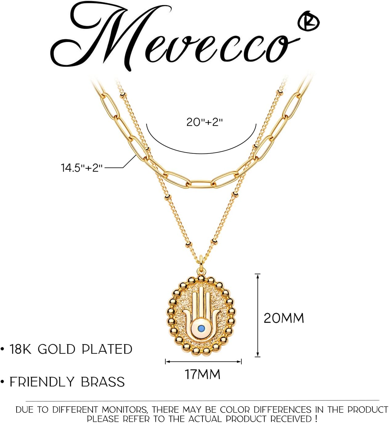 MEVECCO Layered Heart Necklace Pendant Handmade 18k Gold Plated Dainty Gold Choker Arrow Bar Layering Long Necklace for Women