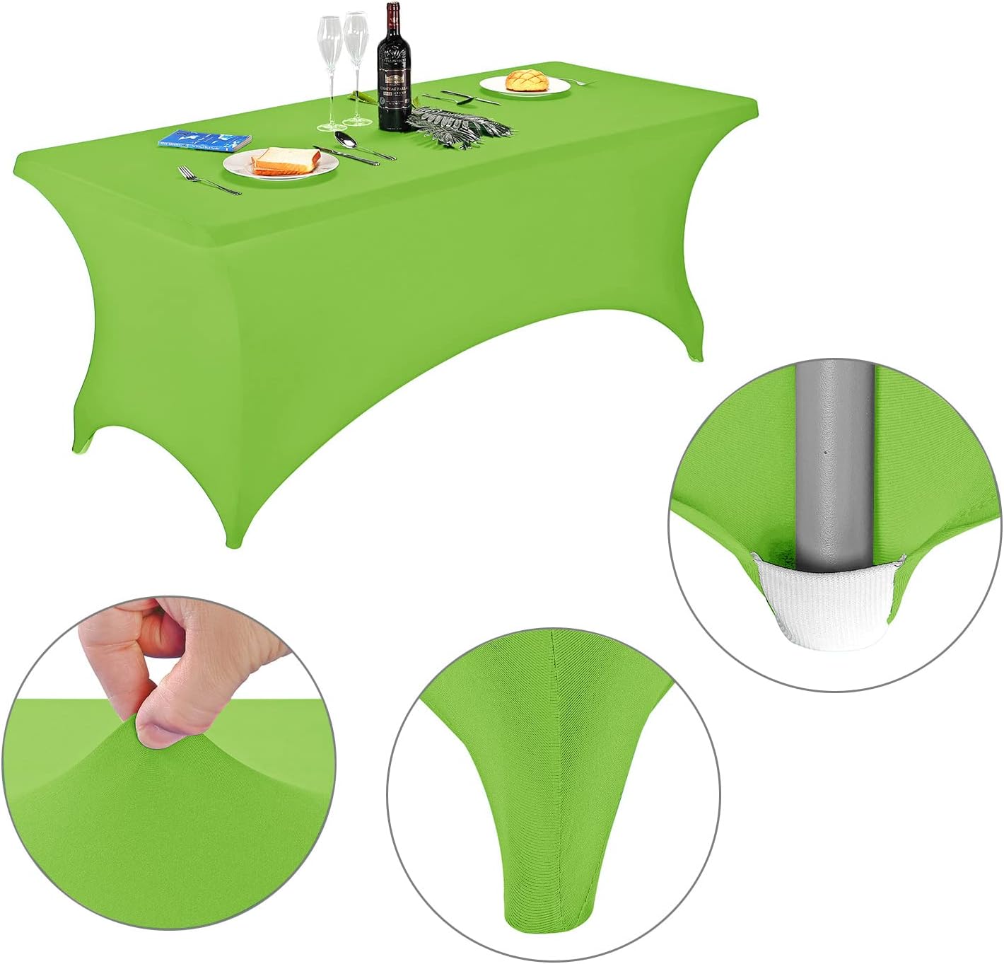 LZY Spandex Fitted Stretch Table Cover for 6 ft or 4ft or 8ft Folding Table, Rectangular Cocktail Tablecloth, Perfect for Party or Banquet