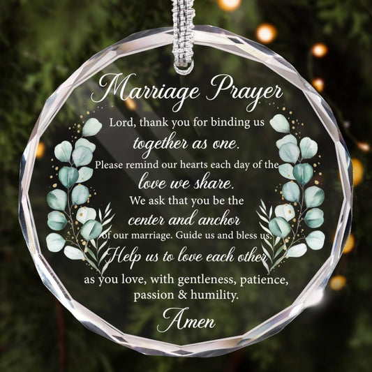 Marriage Prayer Religious Wedding Gift for Newlyweds, Christian Wedding 2025 Gifts for Couple Bride Groom, Bridal Shower Gift Bride to Be - Mr & Mrs Anniversary Glass Ornament-43
