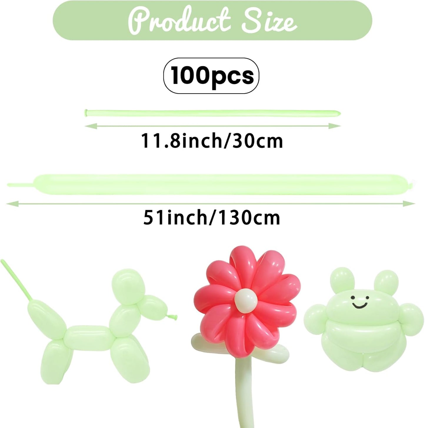 100Pcs Pastel Green 260 Balloons, Long Balloon for Tying Balloon Arch, Long Skinny Balloons for Twisting Ballons Animal balloons Birthday Party Wedding Festival Decorations