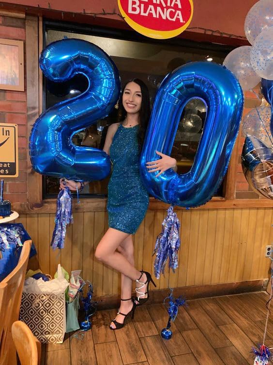 Navy Blue Number 20 Balloon 40 inch, 20 Number Balloons, 20th Navy Blue Birthday Decorations, 20 Year Old Girls Boys Blue Party Supplies