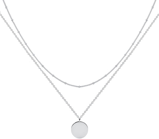 MEVECCO Layered Heart Necklace Pendant Handmade 18k Gold Plated Dainty Gold Choker Arrow Bar Layering Long Necklace for Women