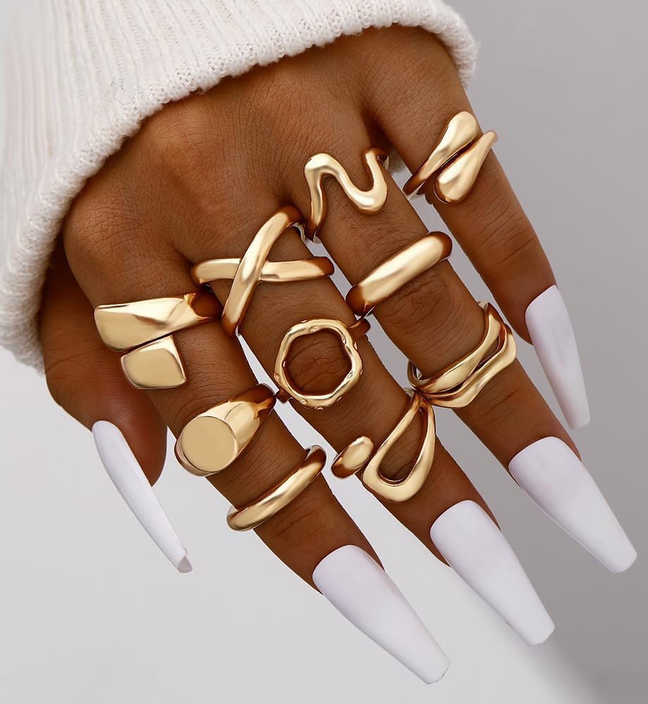 iF YOU 25 Pcs Gold Knuckle Ring Set for Women, Chunky Stackable Finger Midi Rings, Silver Simple Stacking Cute Rings Pack Trendy Stuff Jewelry Gift