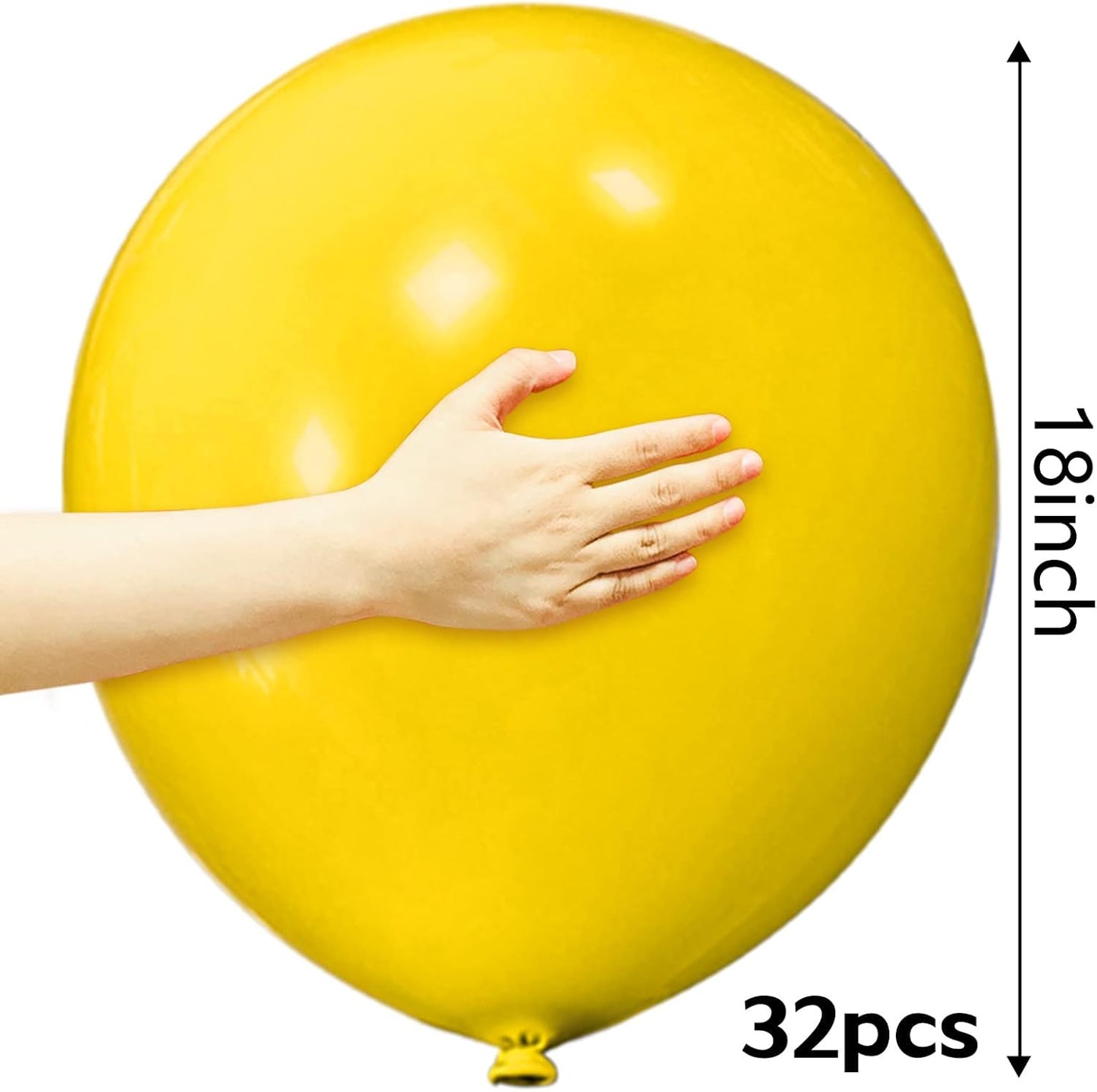 32Pcs Yellow Big Balloons 18 Inch, Round Large Latex Party Balloons for Birthday Wedding Decorations. (yellow)