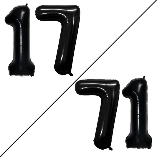GOER Number 17 Balloons for 17th Birthday Sweet 17 Party Decorations,42 Inch Jumbo Foil Helium 71 Balloons for 71st Birthday Party Decoration (Black)